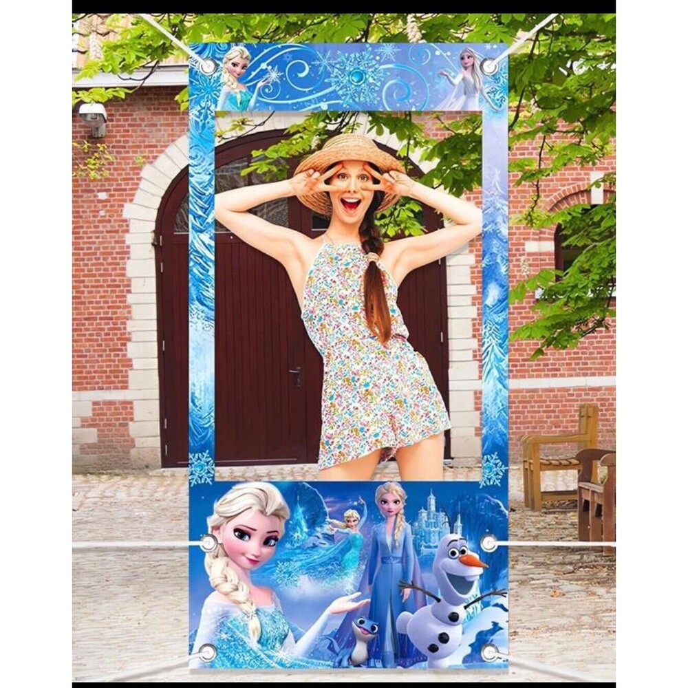 Frozen Backdrop Elsa Princess Girls Happy Birthday Photo booth Prop party photo